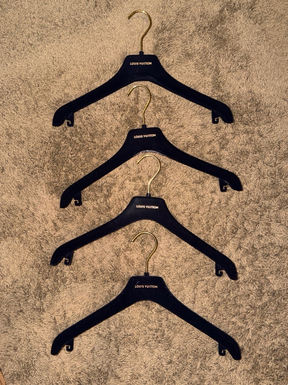 Louis Vuitton Navy Velvet Hangers with Gold Hooks - Set of 4